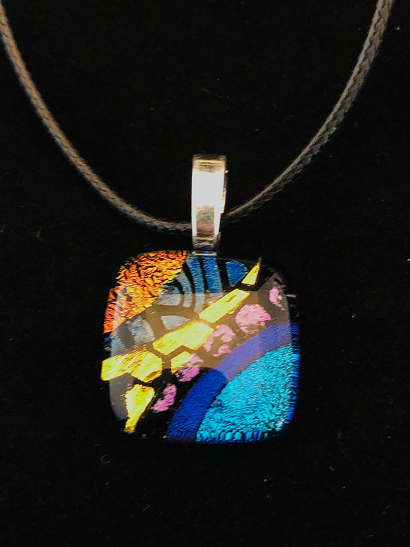 Dichroic Collection: Large Square Pendant Necklace