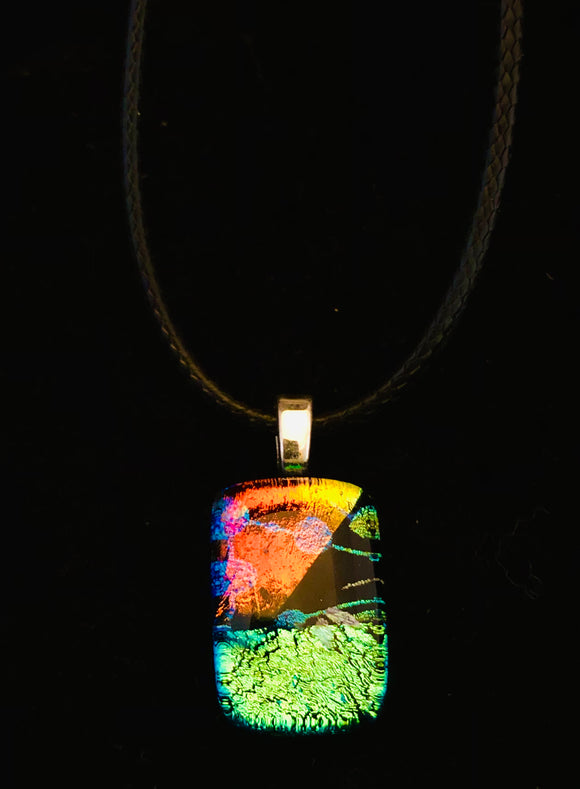 Dichroic Collection: Small Rectangle Pendant Necklace