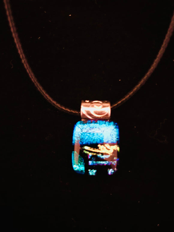Dichroic Collection: Small Square Pendant Necklace