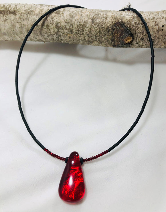 Lady In Red Collection: Drop Pendant Choker