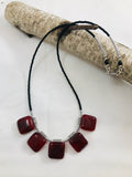 Merlot Collection: Multi-Piece Fused Glass Square Necklace