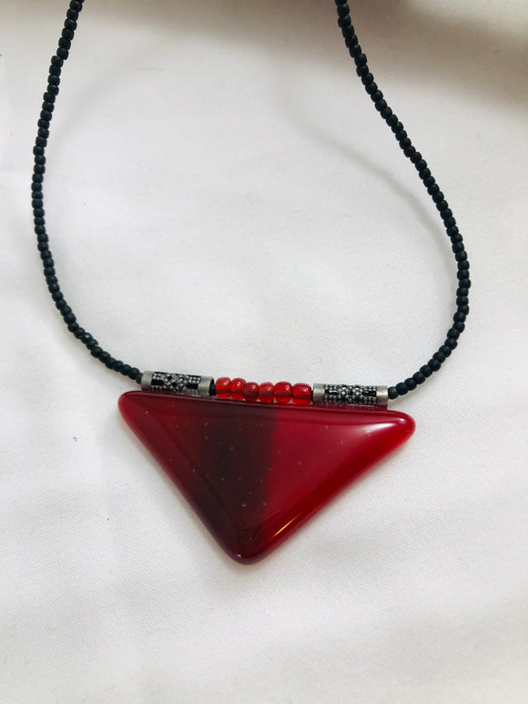 Merlot Collection: Fused Glass Triangle Pendant Necklace