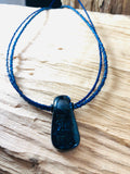 Navy Nights Collection: Fused Glass Small Drop Pendant Necklace