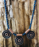 Navy Nights Collection: Fused Glass Multi-Piece Round Reversible Necklace