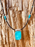 Ocean collection: Small Fused Glass Rectangle Pendant Necklace