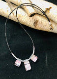 Dichroic Collection: Pink Mirror Fused Glass Multi-Piece Rectangle Necklace
