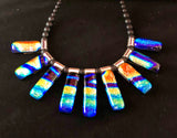 Dichroic Collection: Starry Night Multi-Piece Fused Glass Rectangle Necklace