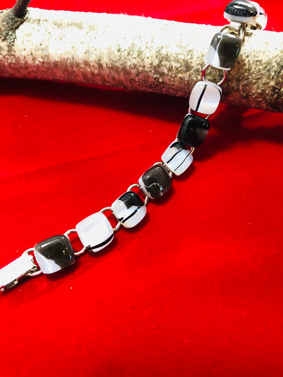 Tuxedo Collection: Fused Glass Bracelet