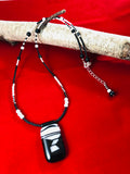 Tuxedo Collection: Fused Glass Rectangle Necklace