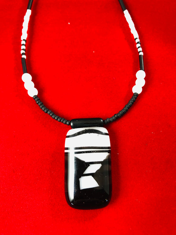 Tuxedo Collection: Fused Glass Rectangle Necklace